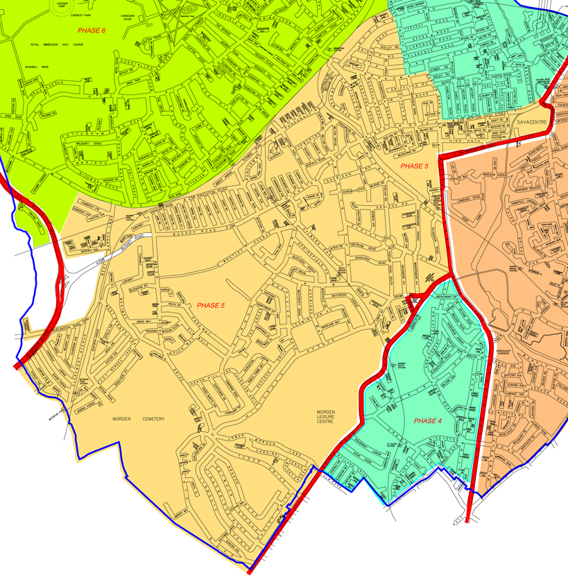 Merton Area Map of Phase 5 20mph limit